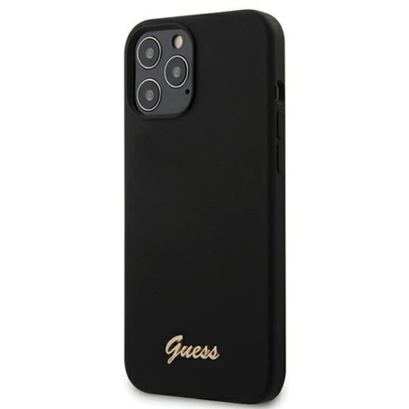 Guess Silicone Script - Coque iPhone 12 Pro Max (noir)