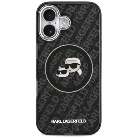 Karl Lagerfeld IML Glitter Karl & Choupette Heads Logo MagSafe - Case for iPhone 17 (black)
