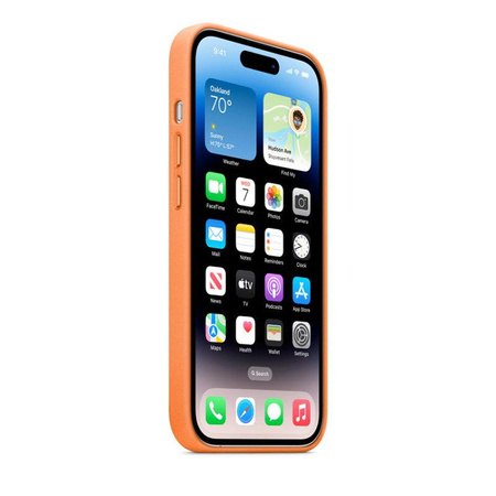 Kožené pouzdro Apple - Kožené pouzdro s MagSafe pro iPhone 14 Pro (Oranžové)