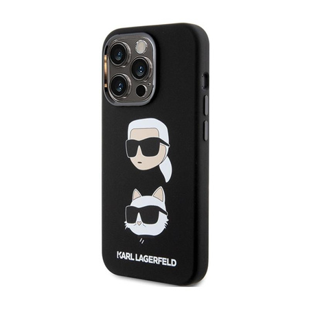 Karl Lagerfeld Silicone Karl & Choupette Heads - iPhone 15 Pro Case (Black)