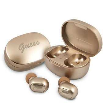 Guess Script Logo - TWS Bluetooth Headphones + Charging Case (Gold)