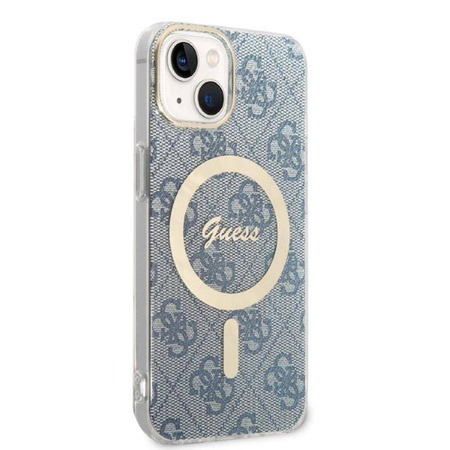 Zestaw Guess GUBPP14MH4EACSB Case+ Charger iPhone 14 Plus 6,7" niebieski/blue hard case 4G Print MagSafe