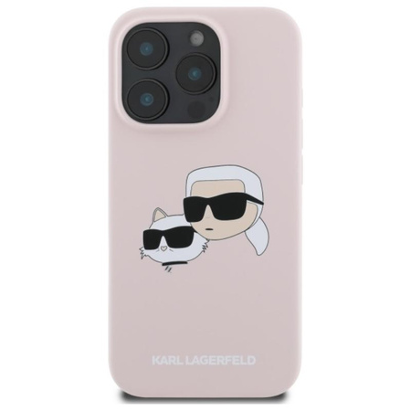 Karl Lagerfeld Silicone Double Heads Print MagSafe – Pouzdro iPhone 16 Pro (růžové)
