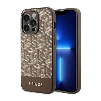 Guess GCube Stripes MagSafe - iPhone 14 Pro Tasche (Braun)