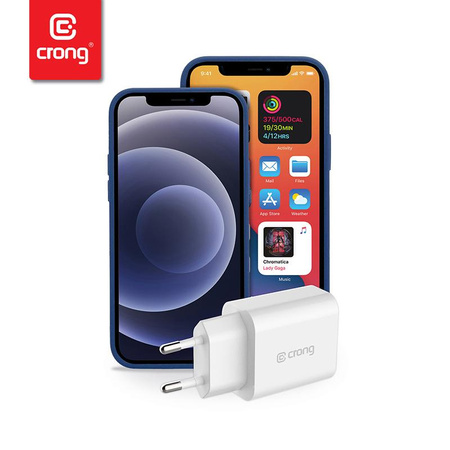 Crong USB-C utazótöltő – USB-C Power Delivery 20W fali töltő (fehér)