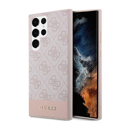 Guess 4G Bottom Stripe Metal Logo Collection - Hülle für Samsung Galaxy S23 Ultra (Pink)