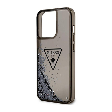 Guess Liquid Glitter Triangle Logo Case - Hülle für iPhone 14 Pro Max (Schwarz)