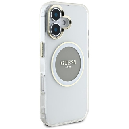 Guess IML Metal Colored Circle Classic Logo MagSafe - Case for iPhone 16 (gray)