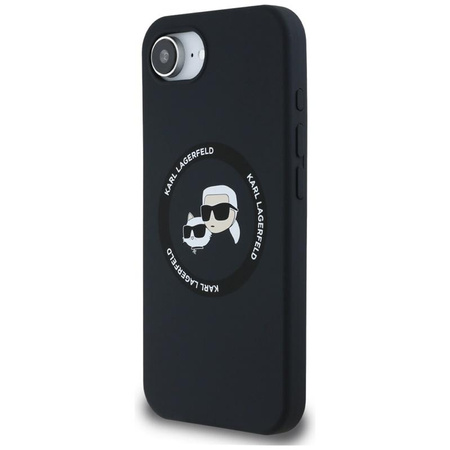 Karl Lagerfeld Silikon Karl & Choupette Heads MagSafe - Hülle für iPhone 16e (schwarz)