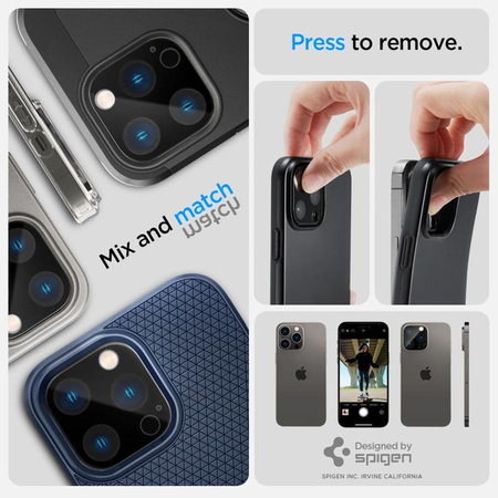 Spigen Optik.TR Kameraobjektivschutz 2er-Pack - Objektivschutzglas für iPhone 16 Pro / 16 Pro Max / 15 Pro / 15 Pro Max / 14 Pro / 14 Pro Max (Schwarz)