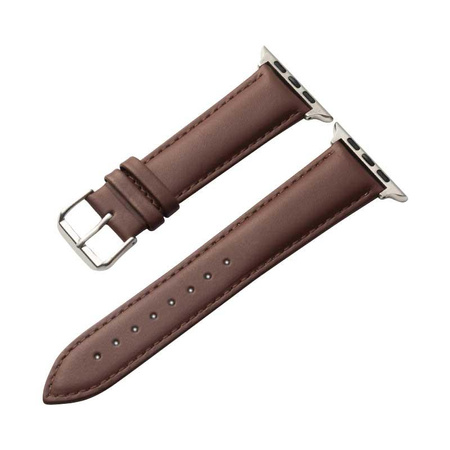 Crong Noble Band - Bracelet en cuir naturel pour Apple Watch 38/40/41/42 mm (Espresso)
