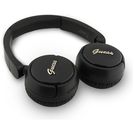 Guess Metal Logo Script - Bezdrátová náhlavní sluchátka Bluetooth V5.3 (černá)