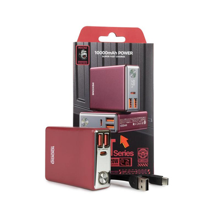 WEKOME WP-27 Tint Series - Power banka 10000 mAh Super rychlé nabíjení USB-C PD 20W + 2x USB-A QC3.0 22,5W (červená)