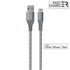 PURO Fabric K2 - Heavy Duty opletený kabel USB-A/Lightning MFi 1,2 m (vesmírně šedý)