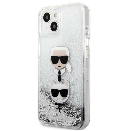 Karl Lagerfeld Liquid Glitter Karl & Choupette Head - iPhone 13 Case (silver)