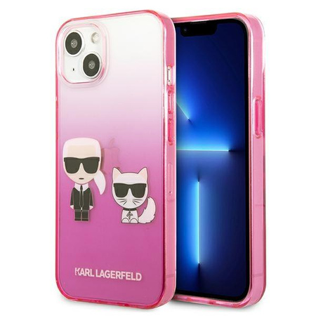Karl Lagerfeld Gradient Ikonik Karl & Choupette - iPhone 13 mini Tasche (rosa)