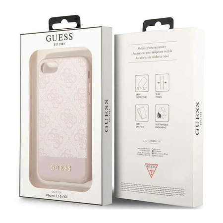 Guess 4G Bottom Stripe Collection - Case for iPhone SE (2022/2020) / 8 / 7 (Pink)