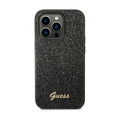 Guess Glitter Flakes Metal Logo Case - iPhone 14 Pro Max tok (fekete)