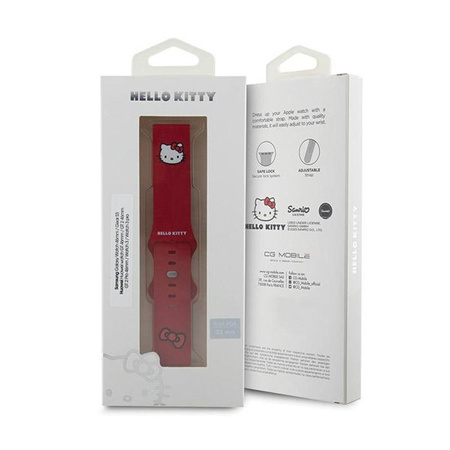 Hello Kitty Silikonová hlava kočičky - univerzální řemínek pro chytré hodinky 22 mm (červený)