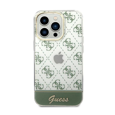 Guess 4G Stripe Script Logo Galvanisiertes Muster - iPhone 14 Pro Tasche (khaki)