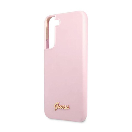 Guess Silicone Script Metal Logo - Cover for Samsung Galaxy S22+ (Pink)