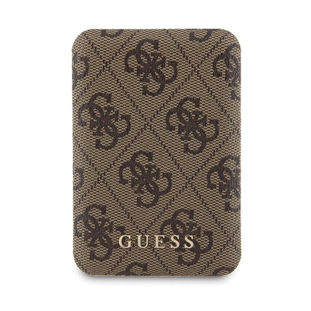 Guess Bundle Pack MagSafe 4G Metal Gold Logo - Etui Set + Power Bank 5000mAh MagSafe iPhone 15 Pro Max (braun)