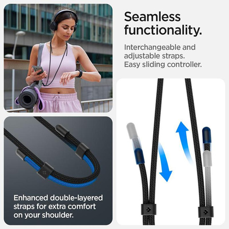 Spigen univerzální sada řemínků pro crossbody a zápěstí - rameno + řemínek na zápěstí (černý)