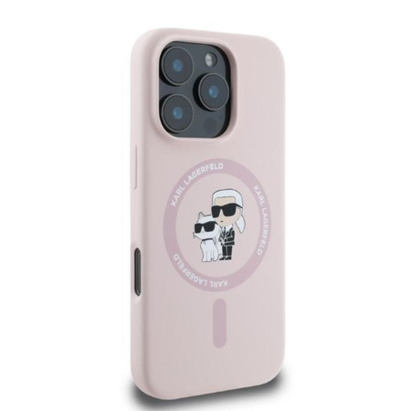 Karl Lagerfeld szilikon Karl & Choupette Ring MagSafe - iPhone 16 Pro tok (rózsaszín)
