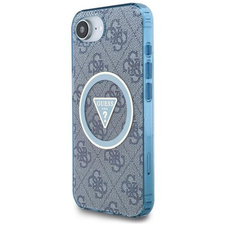 Guess IML Metall Glitter 4G Circle Triangle MagSafe - Gehäuse für iPhone 16e (blau)