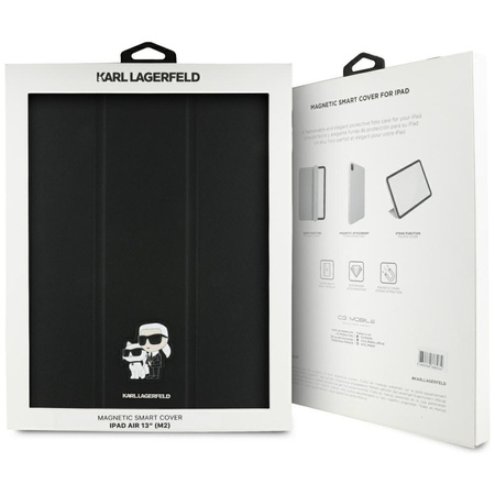 Karl Lagerfeld Book Cover Saffiano Magnetic Karl & Choupette - Coque pour iPad Air 13" M3 (2025) / iPad Air 13" M2 (2024) (noir)