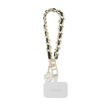 Guess Universal Hand Strap Saffiano Chain 4G Charm - univerzální řemínek na telefon (černý)