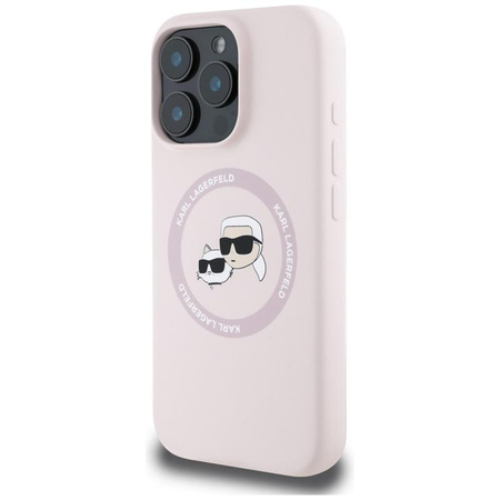 Karl Lagerfeld Silicone Double Heads And Circle MagSafe - Coque pour iPhone 16 Pro Max (rose)