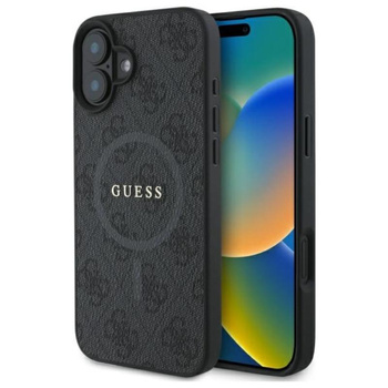 Guess 4G Ring Classic Logo MagSafe - Étui pour iPhone 16 (noir)