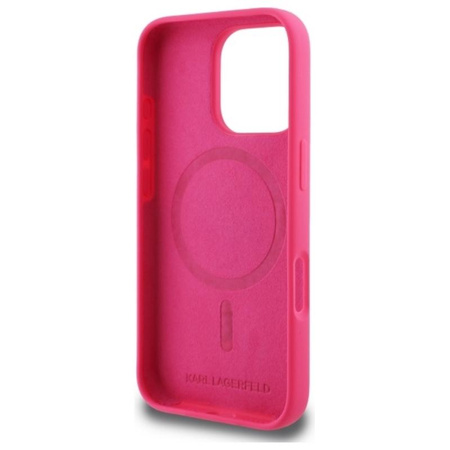 Karl Lagerfeld Silicone Choupette Head Print MagSafe - iPhone 16 Pro Case (fuchsia)