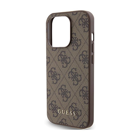 Guess 4G Metal Gold Logo - iPhone 15 Pro Tasche (braun)