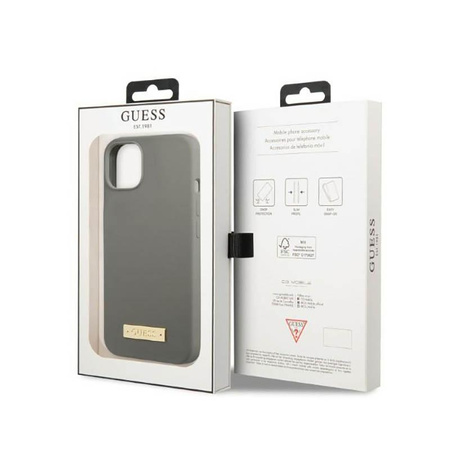 Guess Silicone Logo Plate MagSafe - iPhone 13 Case (gray)