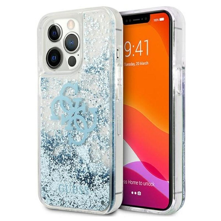 Pouzdro Guess Liquid Glitter 4G Big Logo - iPhone 13 Pro Max (modré)