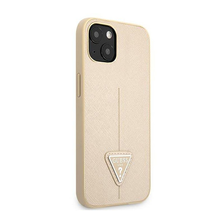 Guess Saffiano Triangle Logo Case - Case for iPhone 13 mini (Beige)