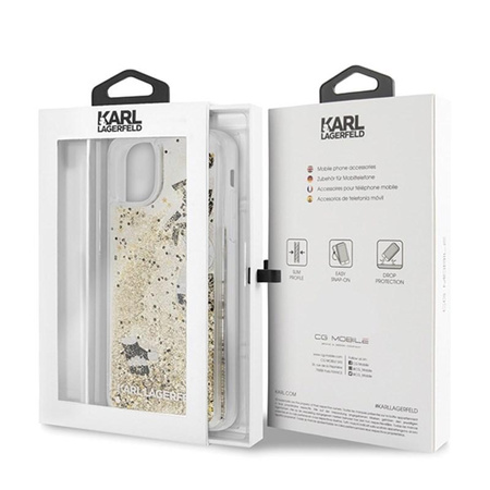 Karl Lagerfeld Glitter Liquid Floatting Charms - iPhone 11 Pro Max Case (Gold Floatting Charms)