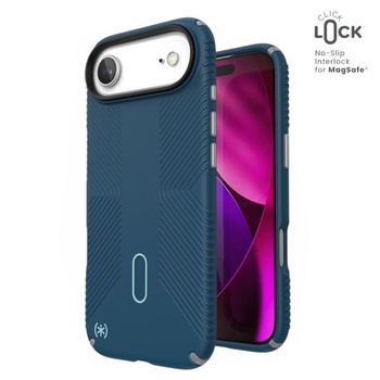 Speck Presidio2 Grip ClickLock & MagSafe - iPhone Air Case (Deep Sea / Silver Metallic / Spell Blue)