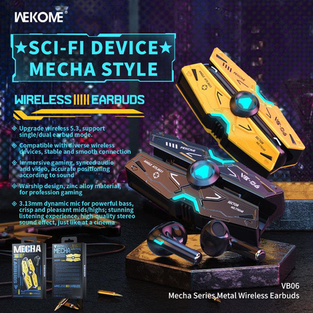 WEKOME VB06 Mecha Series - Bluetooth V5.3 TWS kabellose Kopfhörer mit Ladegerät (Tarnfarbe)