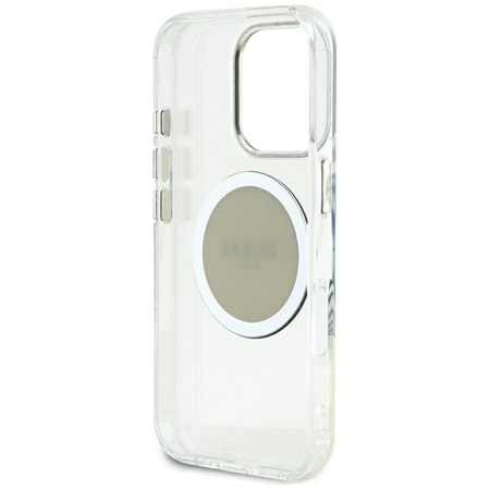 Guess IML Metallfarbener Kreis Klassisches Logo MagSafe - Gehäuse für iPhone 16 Pro Max (grau)