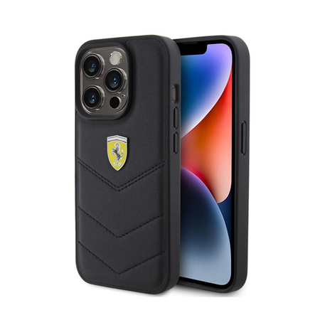 Ferrari Gestepptes Metall-Logo - iPhone 15 Pro Tasche (schwarz)