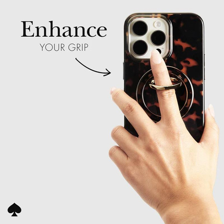 Kate Spade New York Magnetic Ring Stand - MagSafe finger holder with stand function (Tortoiseshell)