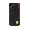 Ferrari Perforated Waves Metal Logo - Hülle für iPhone 15 (Schwarz)