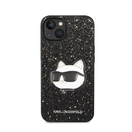 Karl Lagerfeld NFT Glitter Choupette Patch - Hülle für iPhone 14 Plus (Schwarz)