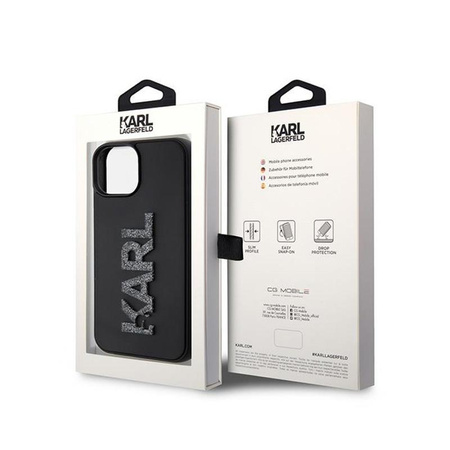 Karl Lagerfeld 3D Rubber Glitter Logo - iPhone 15 Tasche (schwarz)