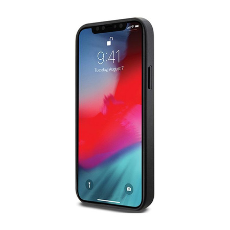 Guess 4G Collection bőr fém logós MagSafe - iPhone 12 / iPhone 12 Pro tok (fekete)