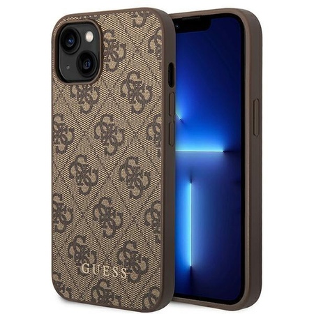 Guess 4G Metal Gold Logo - Coque iPhone 15 / 14 / 13 (marron)