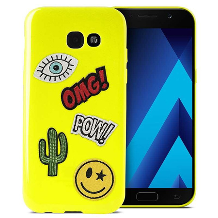 PURO Patch Mania - Samsung Galaxy A3 (2017) case with 5 stickers included (yellow)